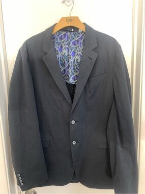 Robert Graham 44 Tailored fit Dark navy Sport Coat with Purple Paisley Lining